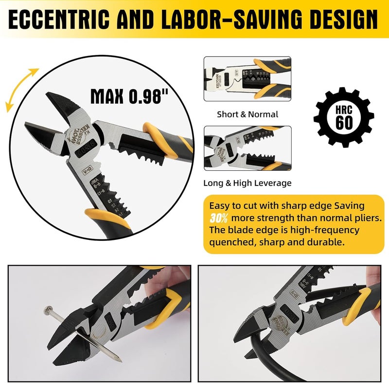 Fancytool Multi-Function Diagonal Pliers, 8-inch 4-in-1 Cr-V Steel Heavy Duty Side-Cutting Pliers with Cutting, Stripping, Crimping, and Gripping for Electricians and Homes - Image 5